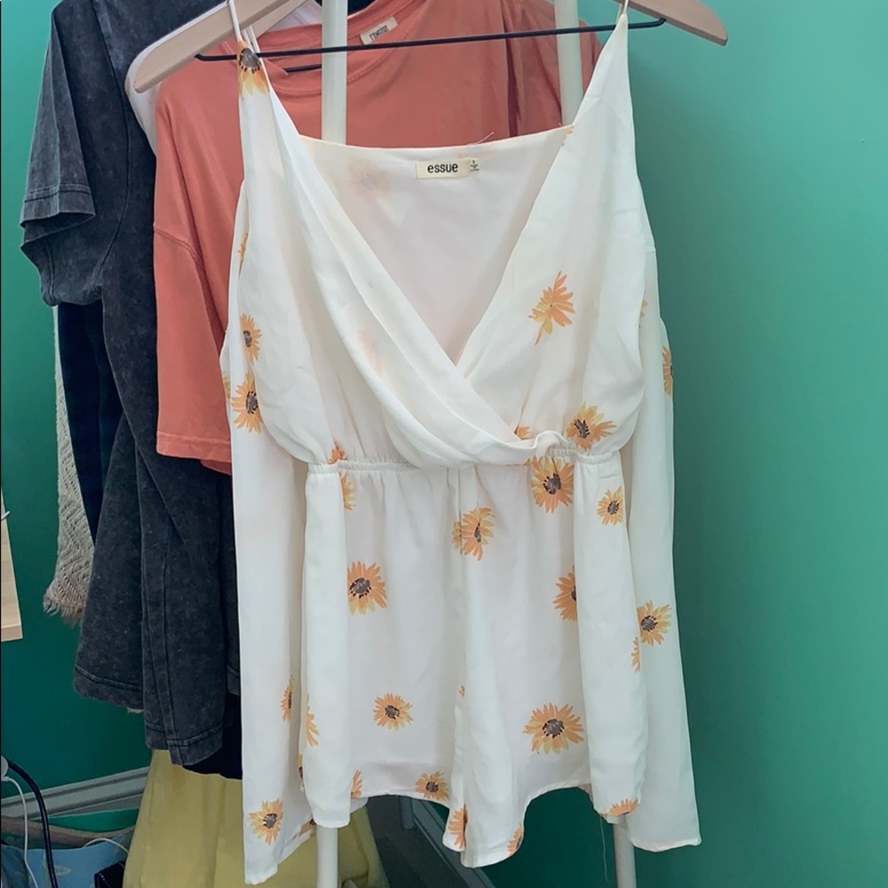 Sunflower bell sleeve romper